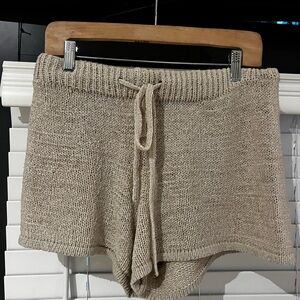 Forever 21 High Waist Knit Shorts - Beige